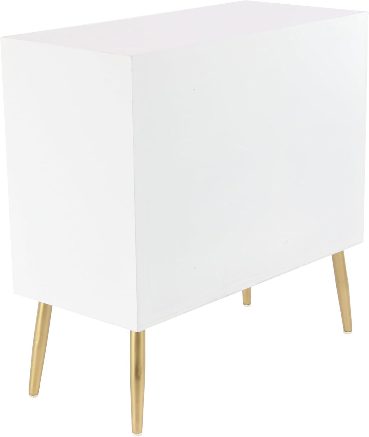 Modern White Wood and Metal 3-Drawer Storage Cabinet