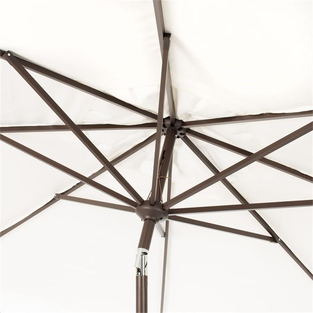 Venice 11Ft Round Crank Umbrella - PAT8110 - Ivory/Black - Safavieh