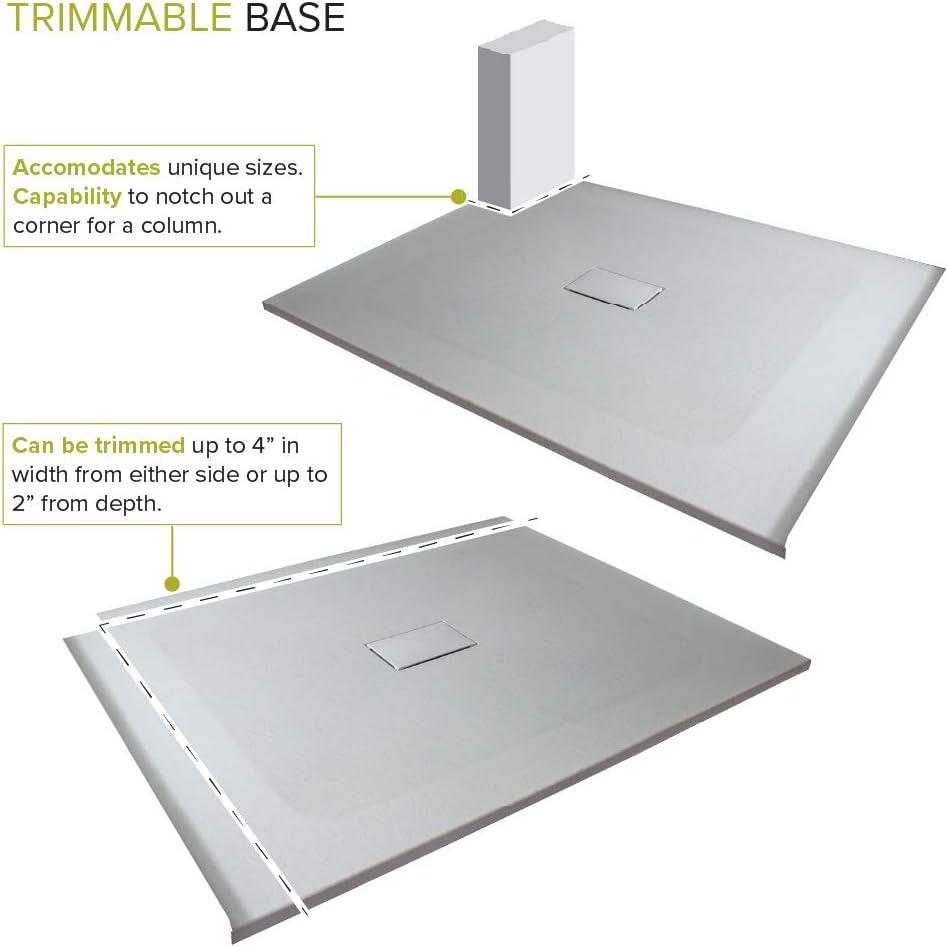 60-Inch Grey Solid Surface Zero Threshold Shower Base