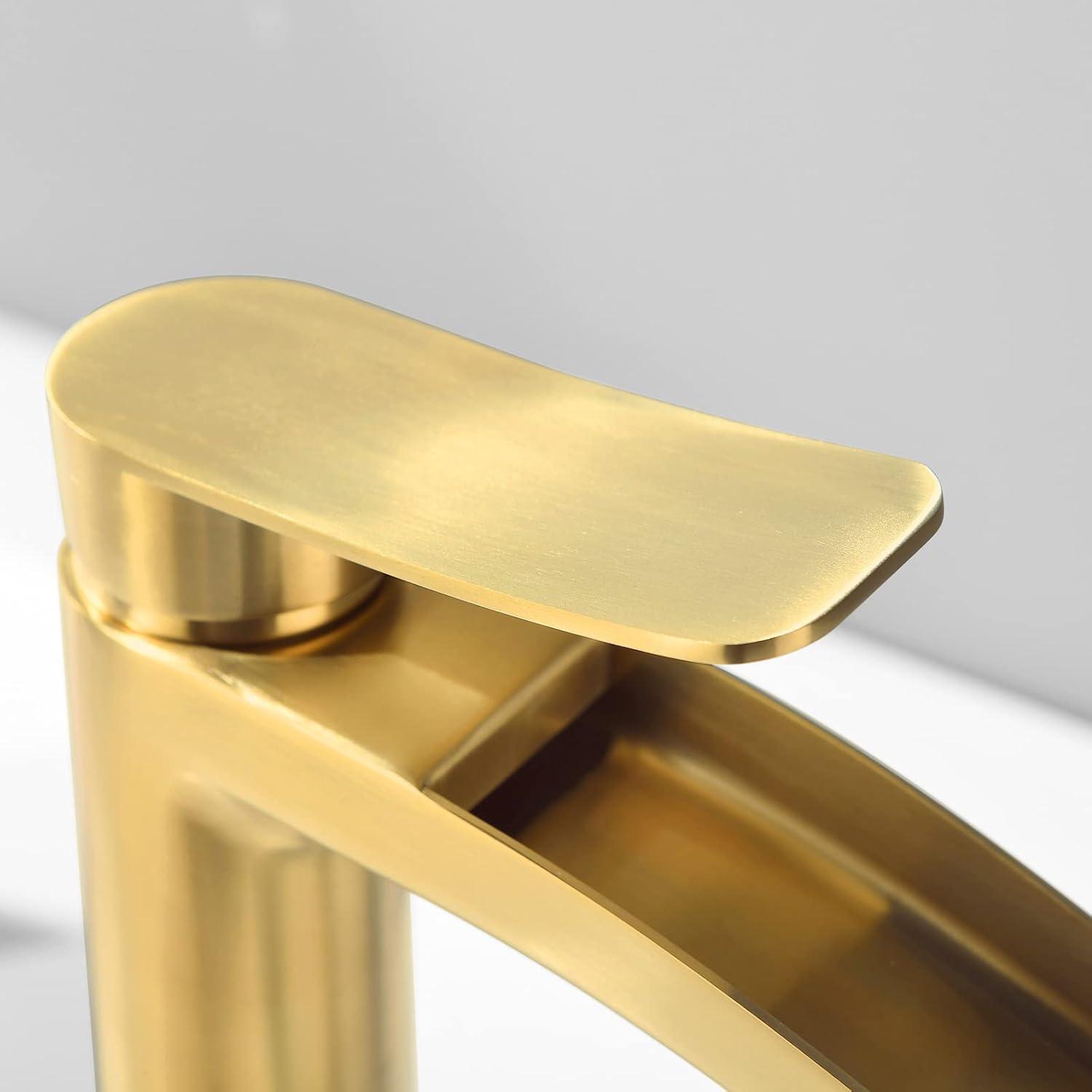 Brushed Gold Tall Single Handle Bathroom Faucet