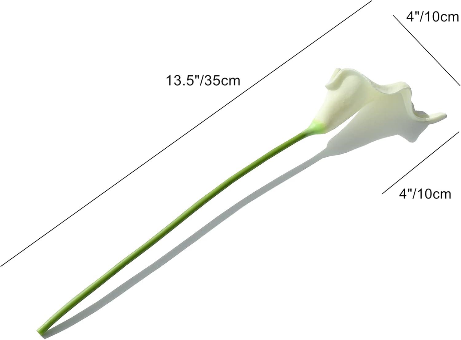 Namzi -a 20pcs Fake Flowers Artificial Calla Lily Silk Flowers 13.4 Inch for Mother's Day Easter Home Kitchen and Wedding (White)