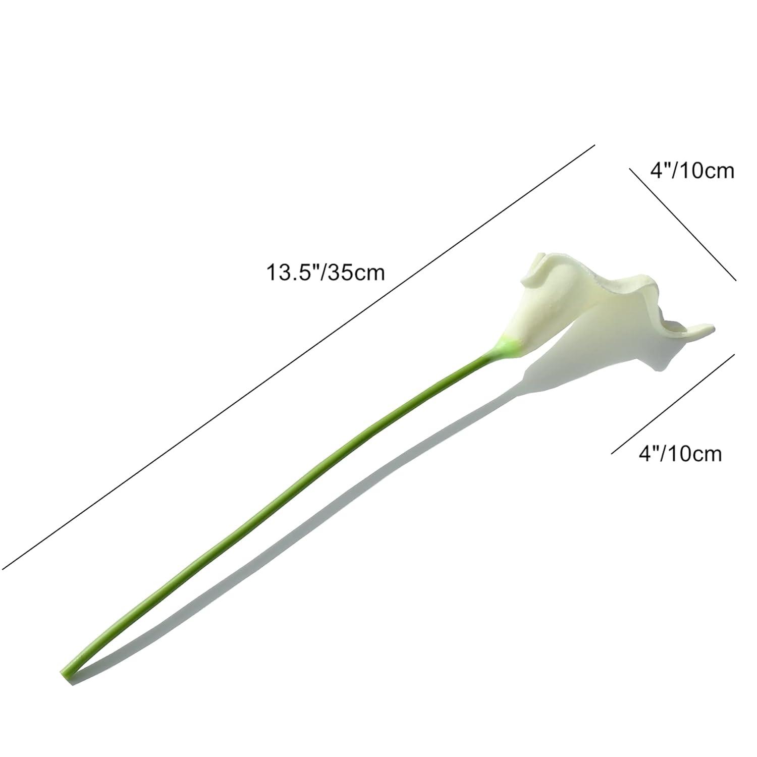 Namzi -a 20pcs Fake Flowers Artificial Calla Lily Silk Flowers 13.4 Inch for Mother's Day Easter Home Kitchen and Wedding (White)