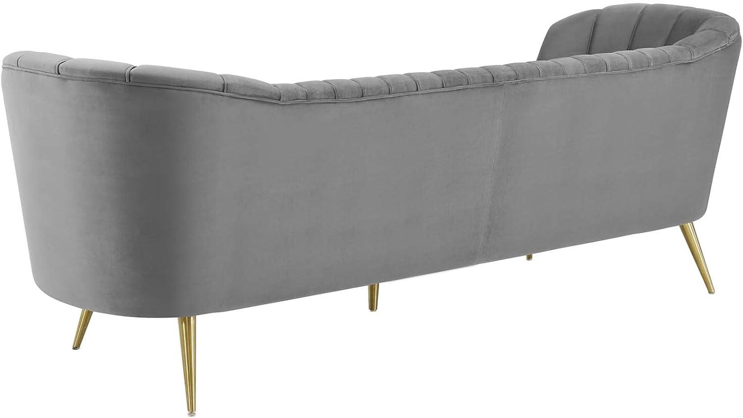 Silver Orchid Adams Vertical Channel Tufted Curved Velvet Sofa by Modway