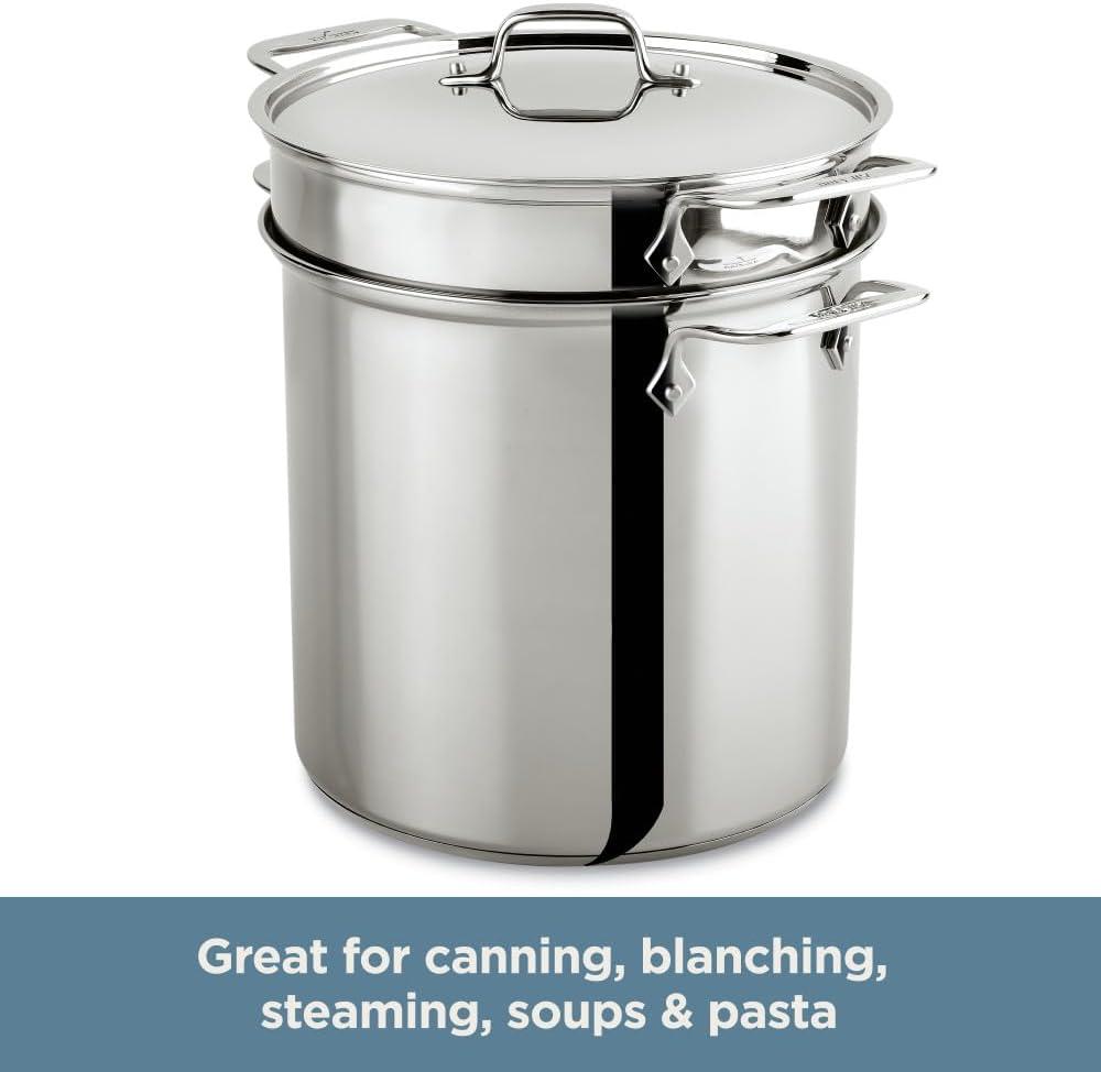 All-Clad Gourmet Accessories, Stainless Steel Multi-Pot with lid, Perforated Insert and Steaming Insert, 8 quart