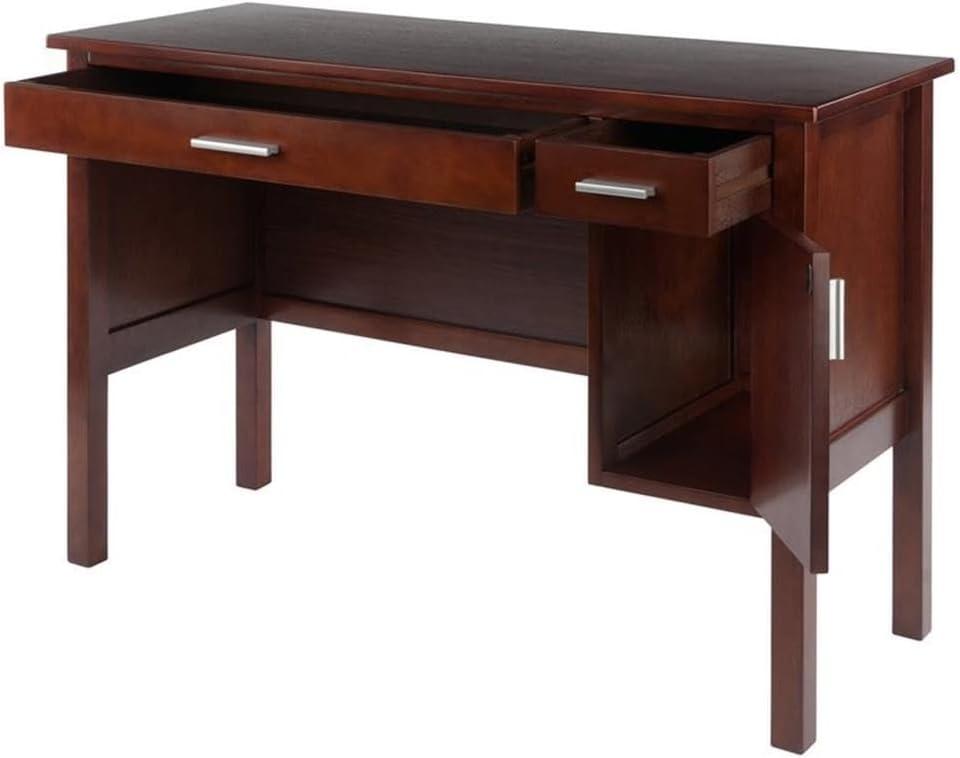 Emmett Writing Desk Walnut - Winsome: Wood Frame, 3 Drawers, Home Office Furniture