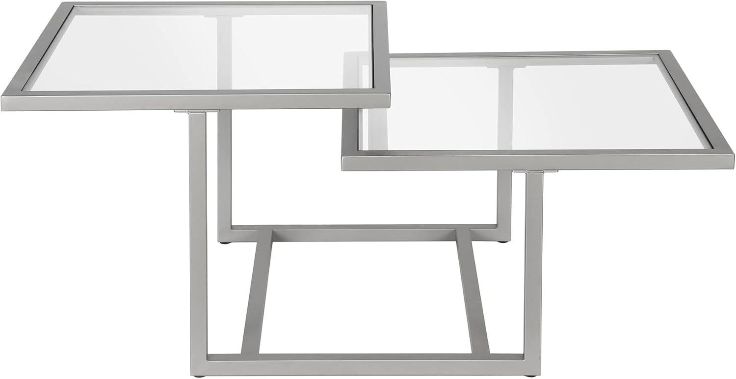 Amalie 43" Satin Nickel Geometric Glass Coffee Table