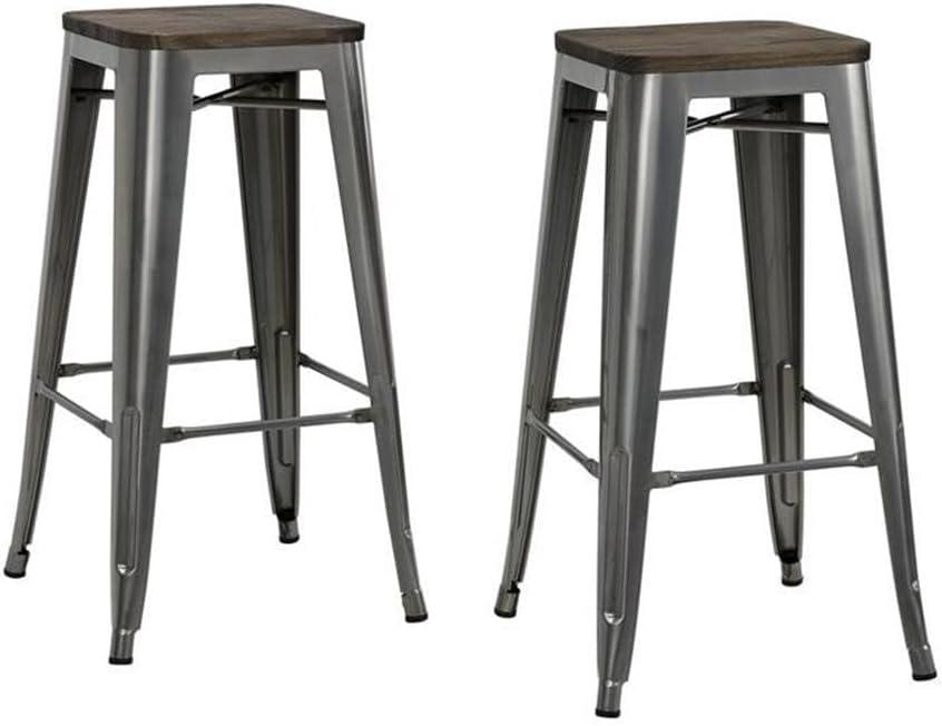 Ameriwood Home Fusion 30" Metal Backless Bar Stool with Wood Seat