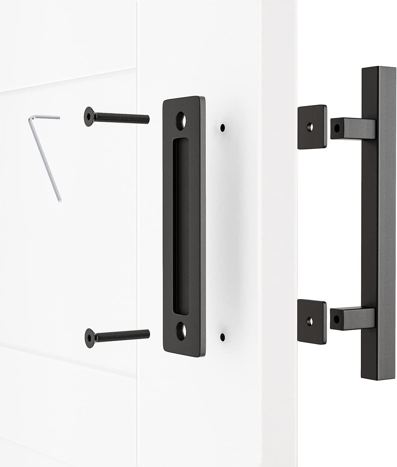 Matte Black 12" Sliding Barn Door Handle Set