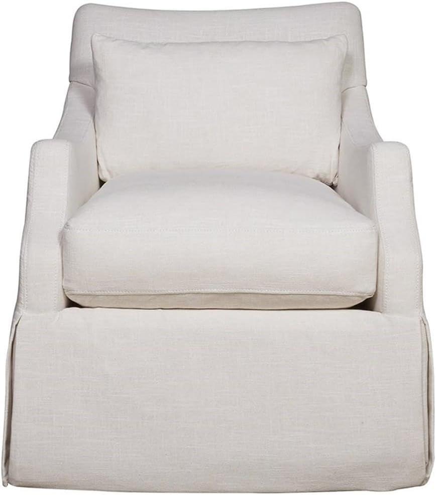Transitional Cream Swivel Accent Chair with Kidney Pillow