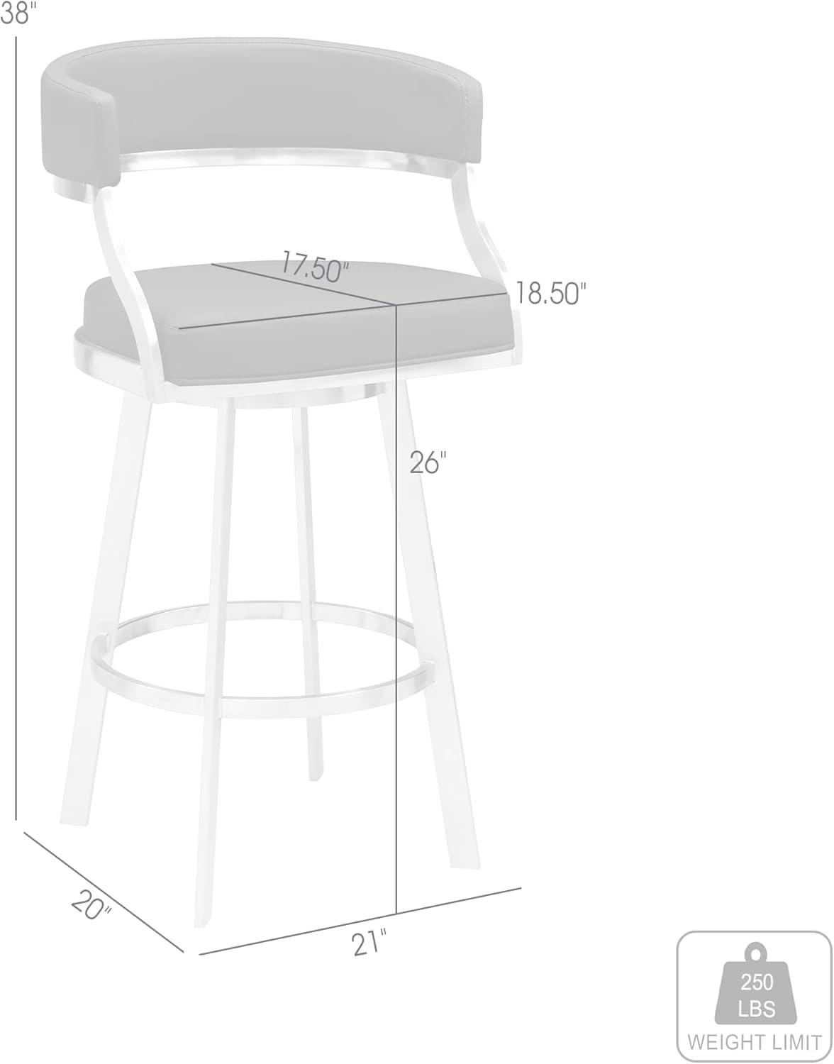 26" Saturn Faux Leather Counter Height Barstool: Swivel, Low Back, Armen Living