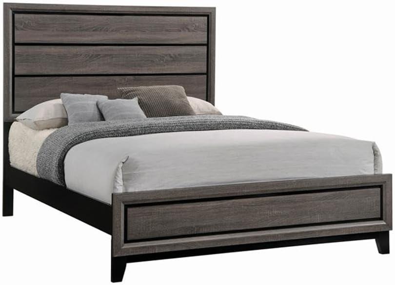 Coaster Watson 4 Piece Queen Panel Bedroom Set in Gray Oak and Black