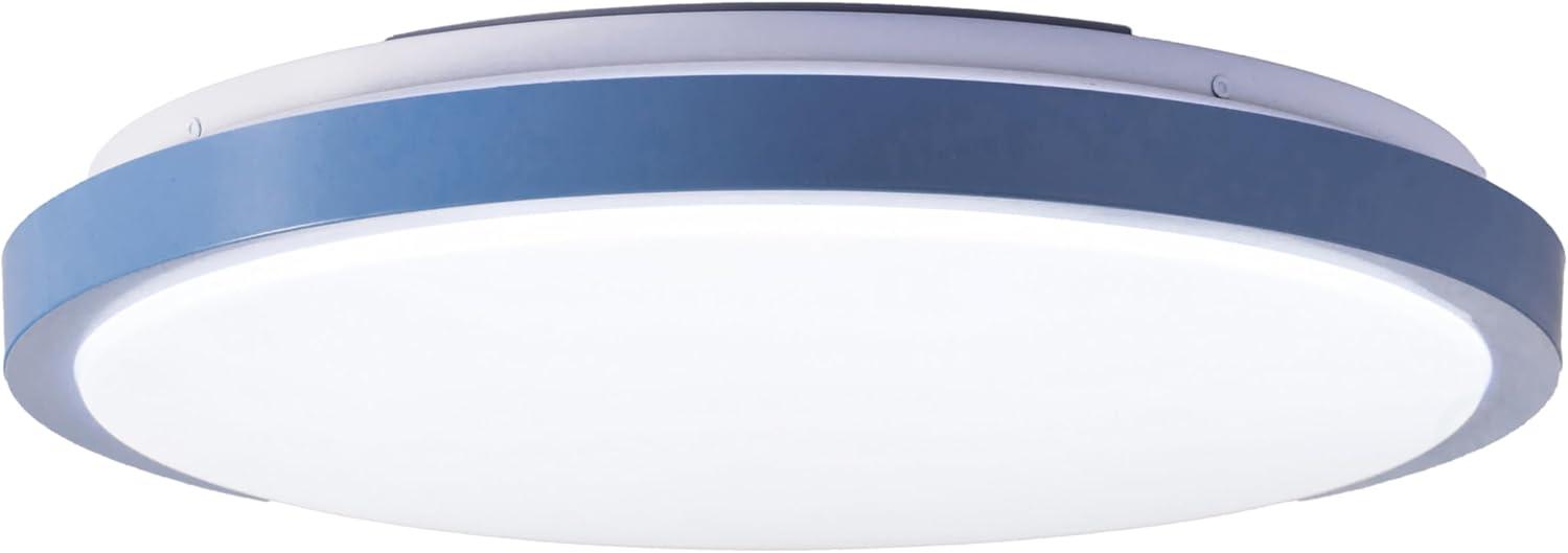 Quickway Imports Round LED Ceiling Light Fixture, 6500K 30,000 Hour Lifetime 15.5" Single Blue