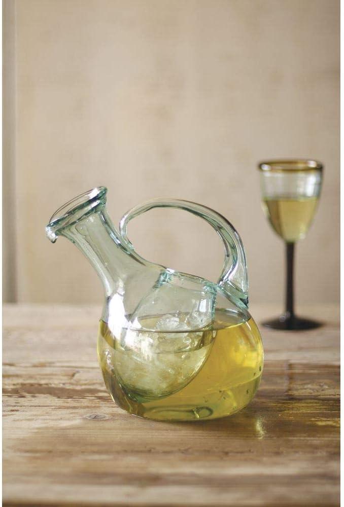 Kalalou Tilted White Wine Decanter with Ice Pocket, One Size, Green