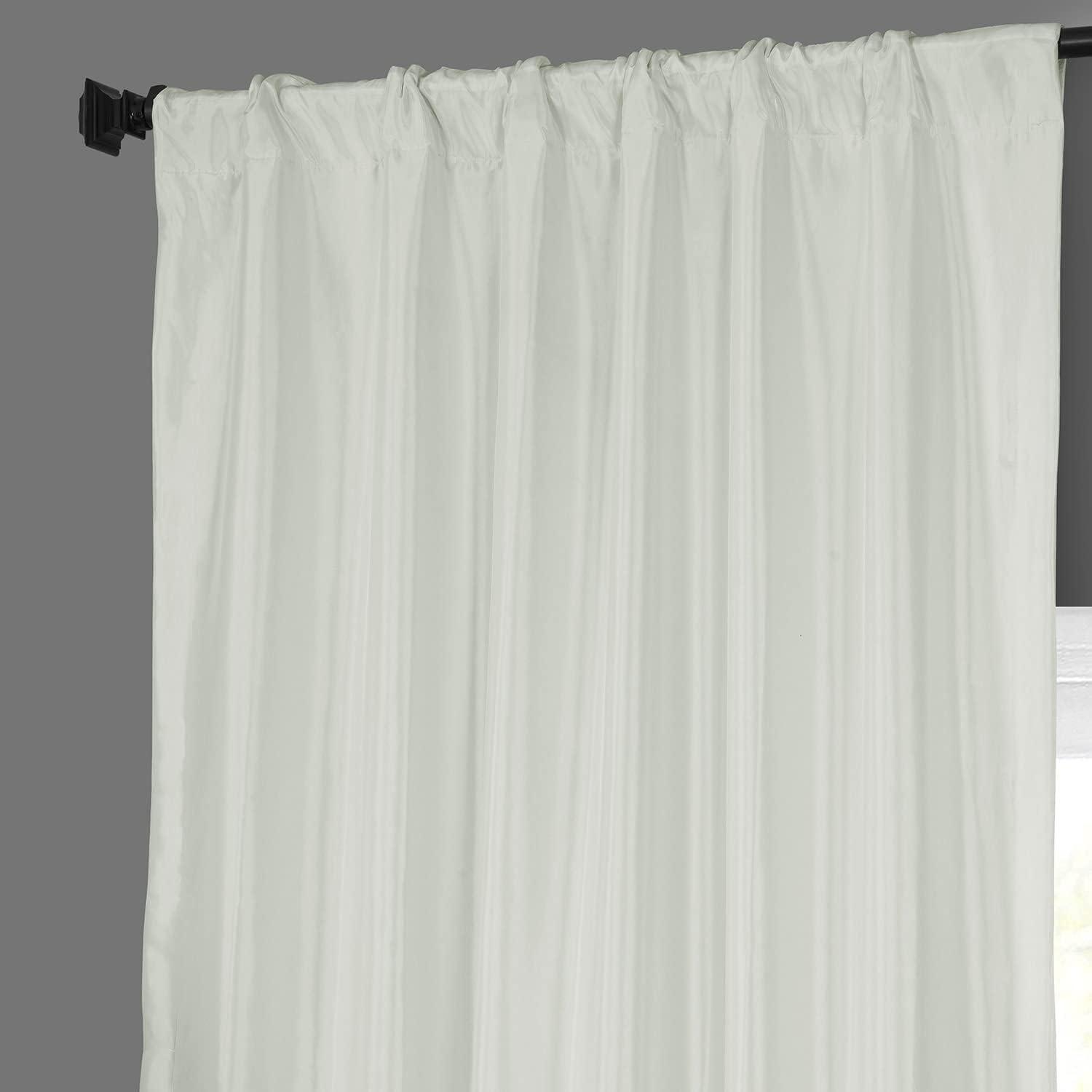 Eggshell Faux Silk Taffeta Curtain (1 Panel), Eggshell, 50W X 84L