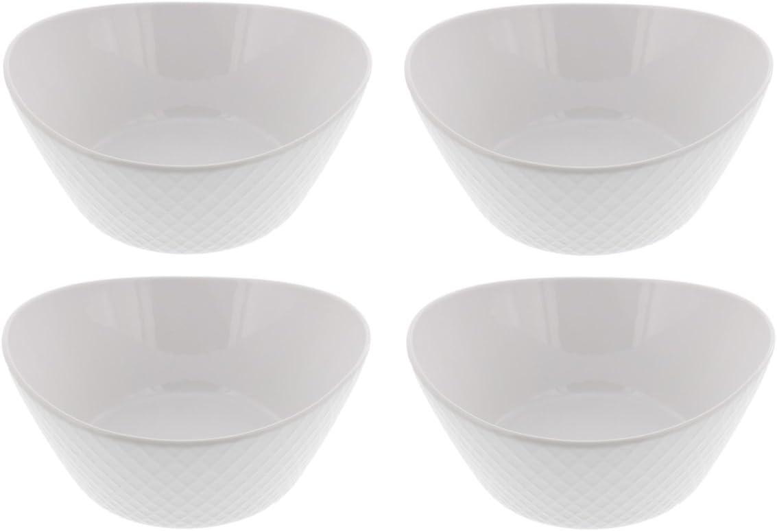 LLZMUKA 4-Piece What a Dish Porcelain Bowl Set, White