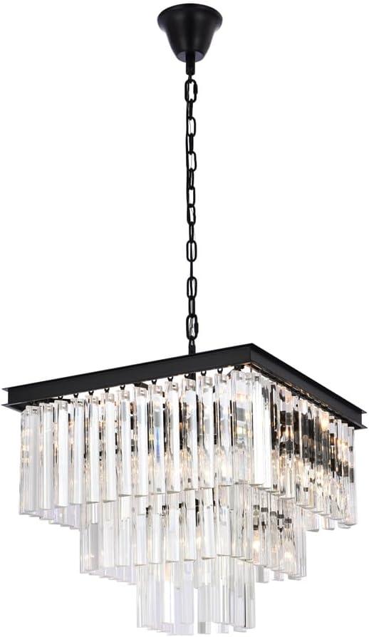 Matte Black Mini Crystal Tiered Chandelier