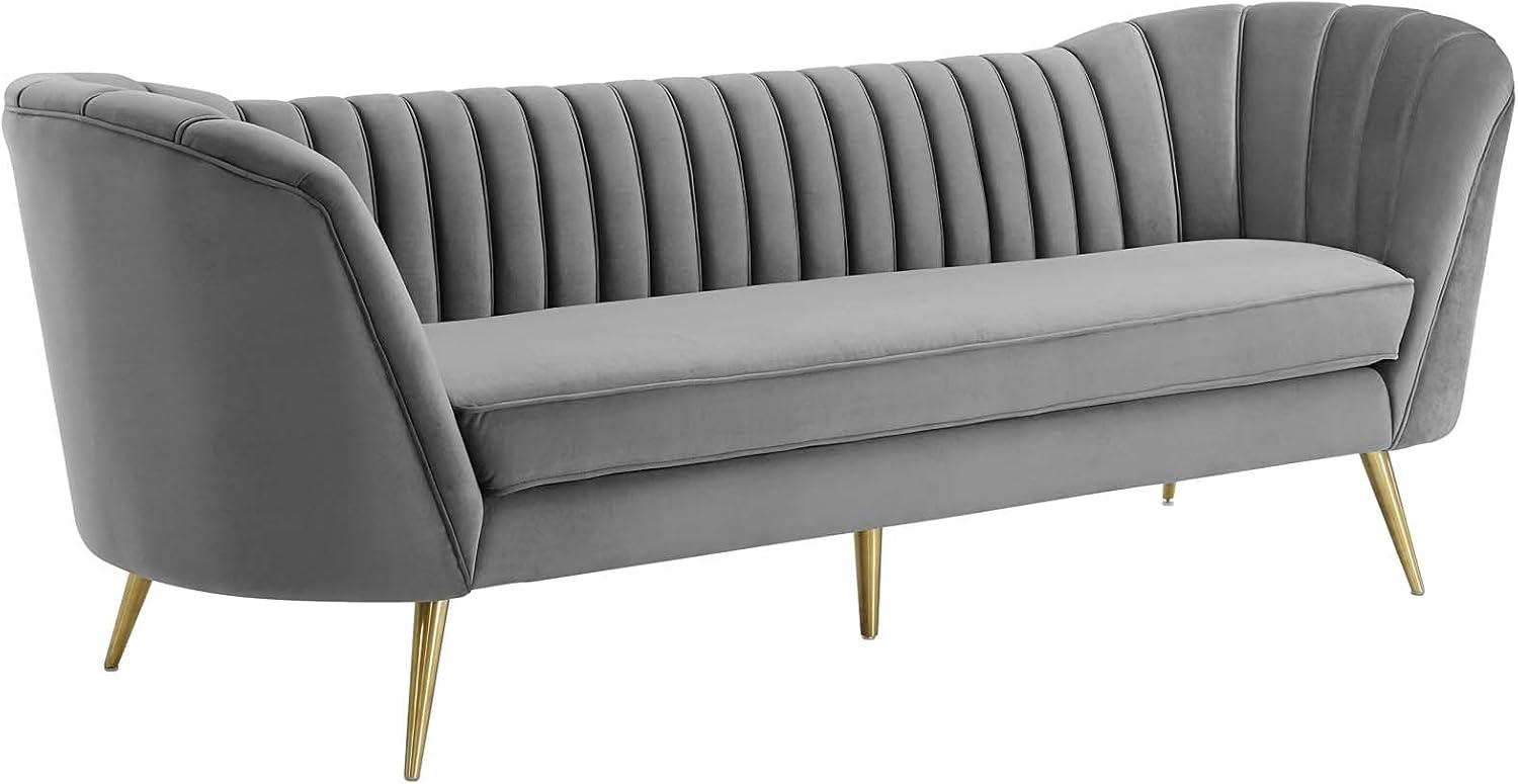 Silver Orchid Adams Vertical Channel Tufted Curved Velvet Sofa by Modway