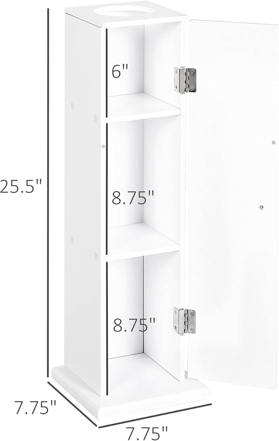 homcom 26" modern country vertical bathroom storage cupboard cabinet - white