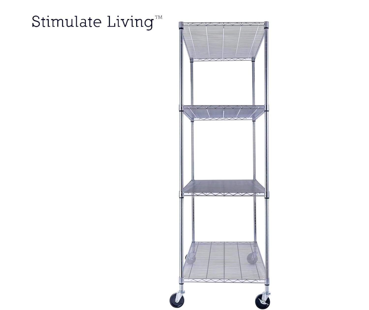 48"x24"x72" Prime Heavy Duty Black 4-Tier Wire Shelving NSF 3200 LBS MAX Capacity Storage Rack for Commercial, Hospital, School, Garage, and Kitchen Uses (with Wheels)