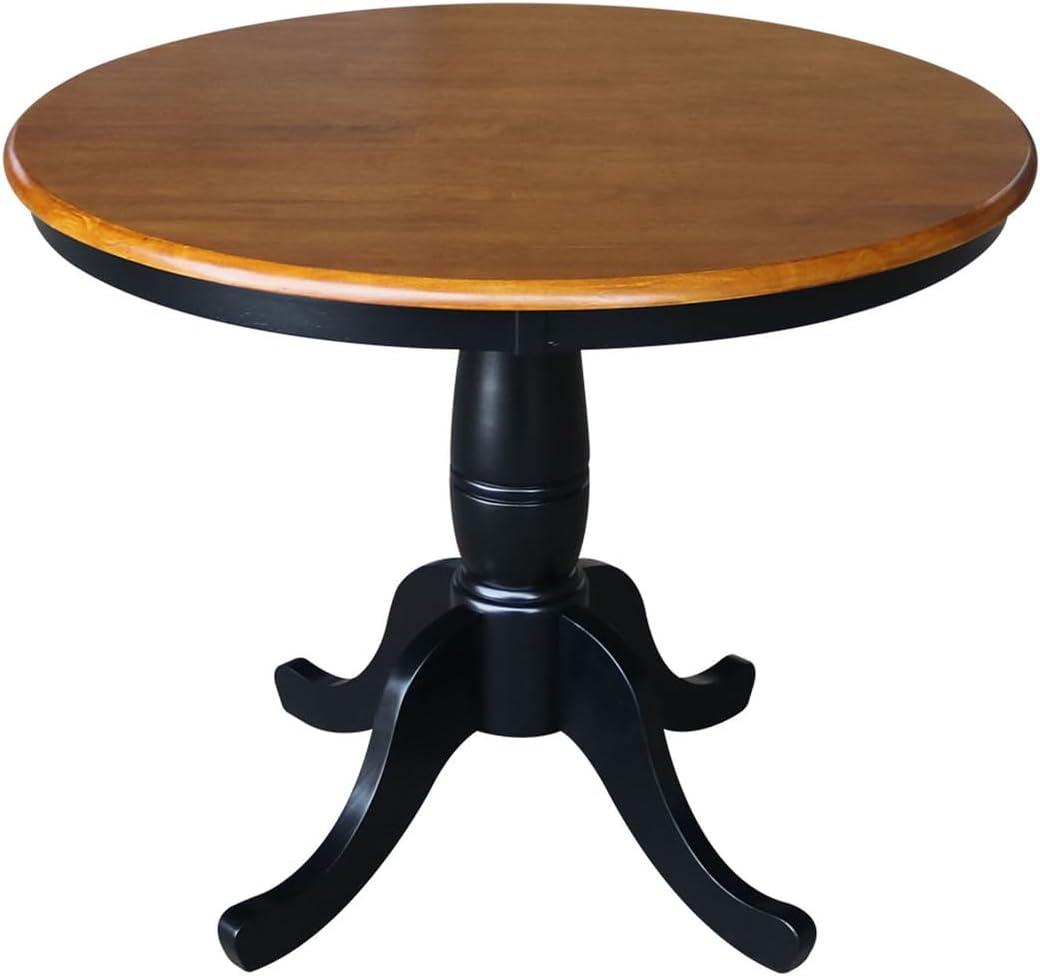 Piperton Round Wood Farmhouse Dining Table in Black Cherry