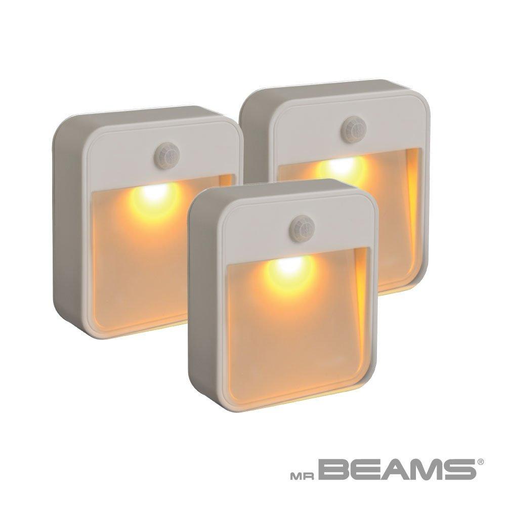 Amber LED Battery-Powered Motion-Sensing Night Light Set of 3