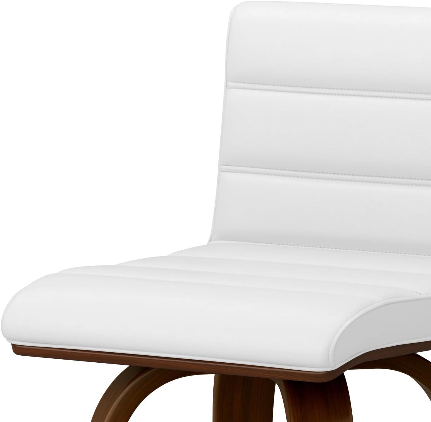 Simpli Home Roland Swivel Upholstered Mid-Century Modern Stool with Padded Seat and Back