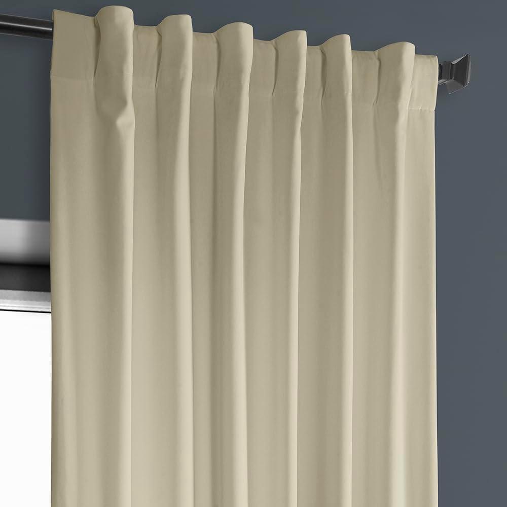 HPD Half Price Drapes Heritage Plush Velvet Curtains 84 Inches Long Room Darkening Curtains for Bedroom & Living Room 50W x 84L, (1 Panel), Macchiato Beige