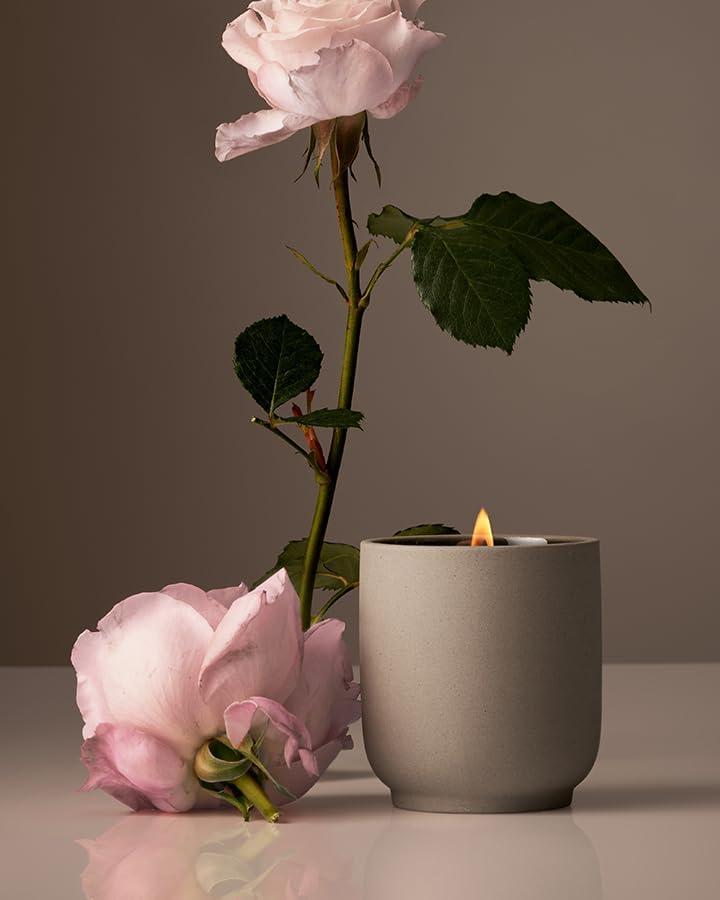 Steeped Rose Scented Soy Candle in Beige Ceramic Vessel