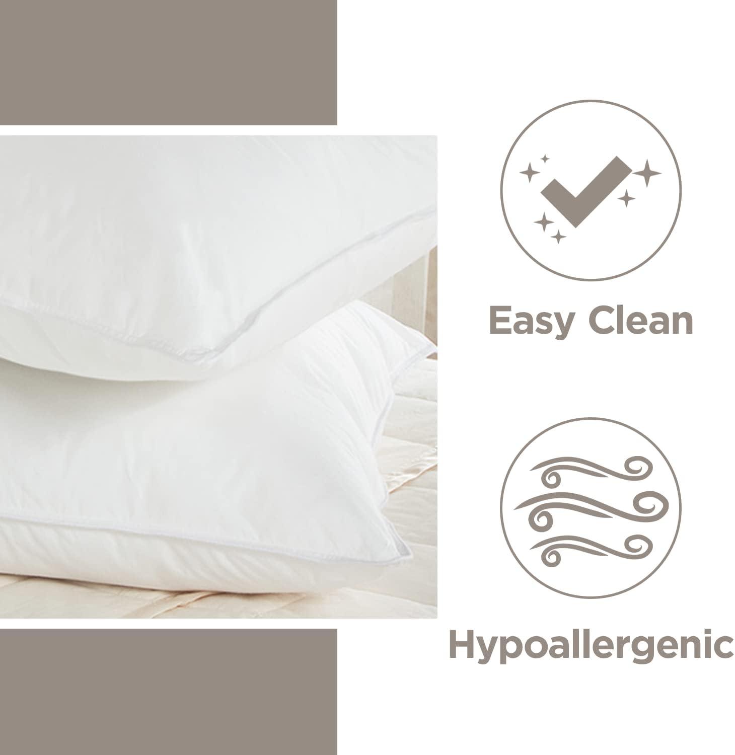 Standard White Feather Down Hypoallergenic Pillow