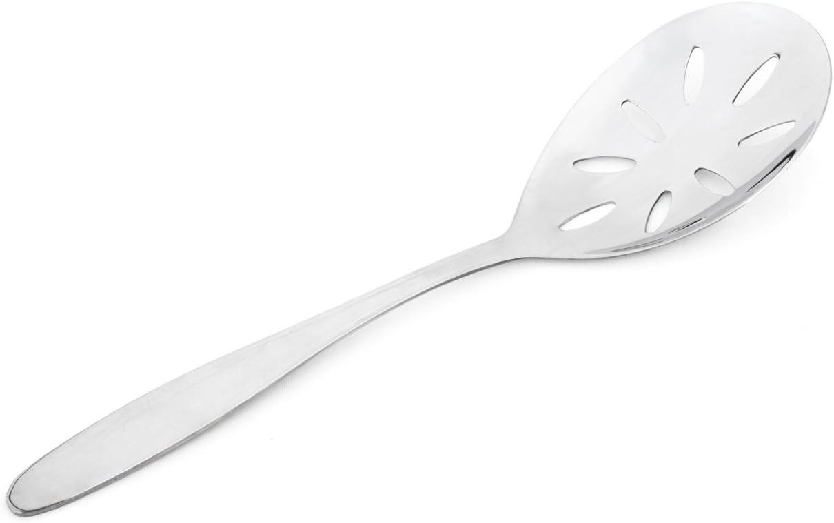 8.75" Polished Stainless Steel Slotted Serving Spoon