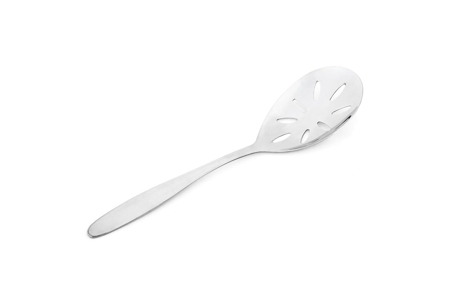 8.75" Polished Stainless Steel Slotted Serving Spoon