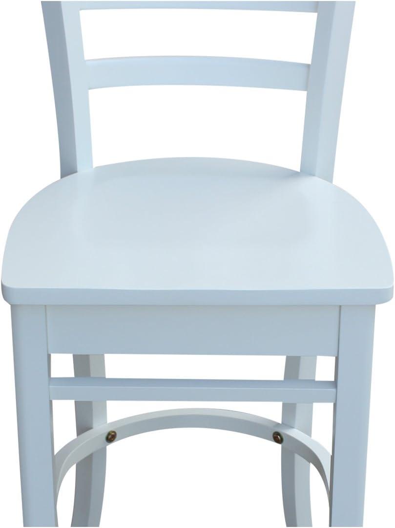 24" Emily Counter Height Barstool White - International Concepts: Hardwood Frame, Ladder-Back Design, Kitchen-Compatible