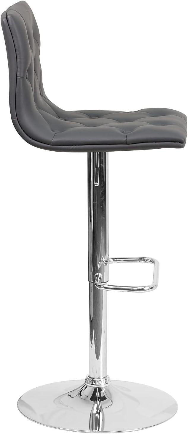 Gray Adjustable Swivel Barstool with Chrome Base