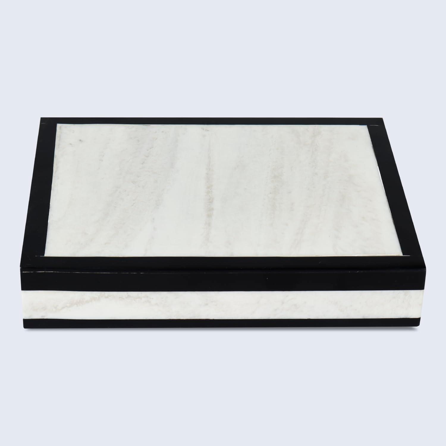 Handicrafts Home Handmade Modern Wooden Decorative Jewelry Storage Organizer Box with Lid - Keepsake Box for Home Decor, Accessories, Collectibles - Court, 8X6X1.5 inch