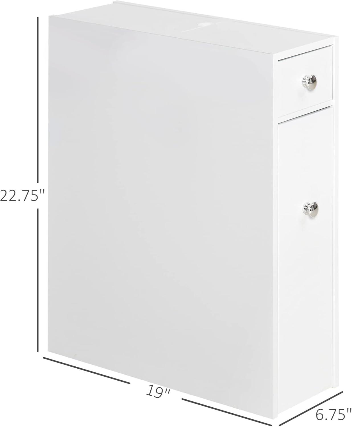 Space Saving Gray Bathroom Floor Organizer Cabinet with Drawers & Toilet Paper Holder Freestanding 4-Tier Storage Solution