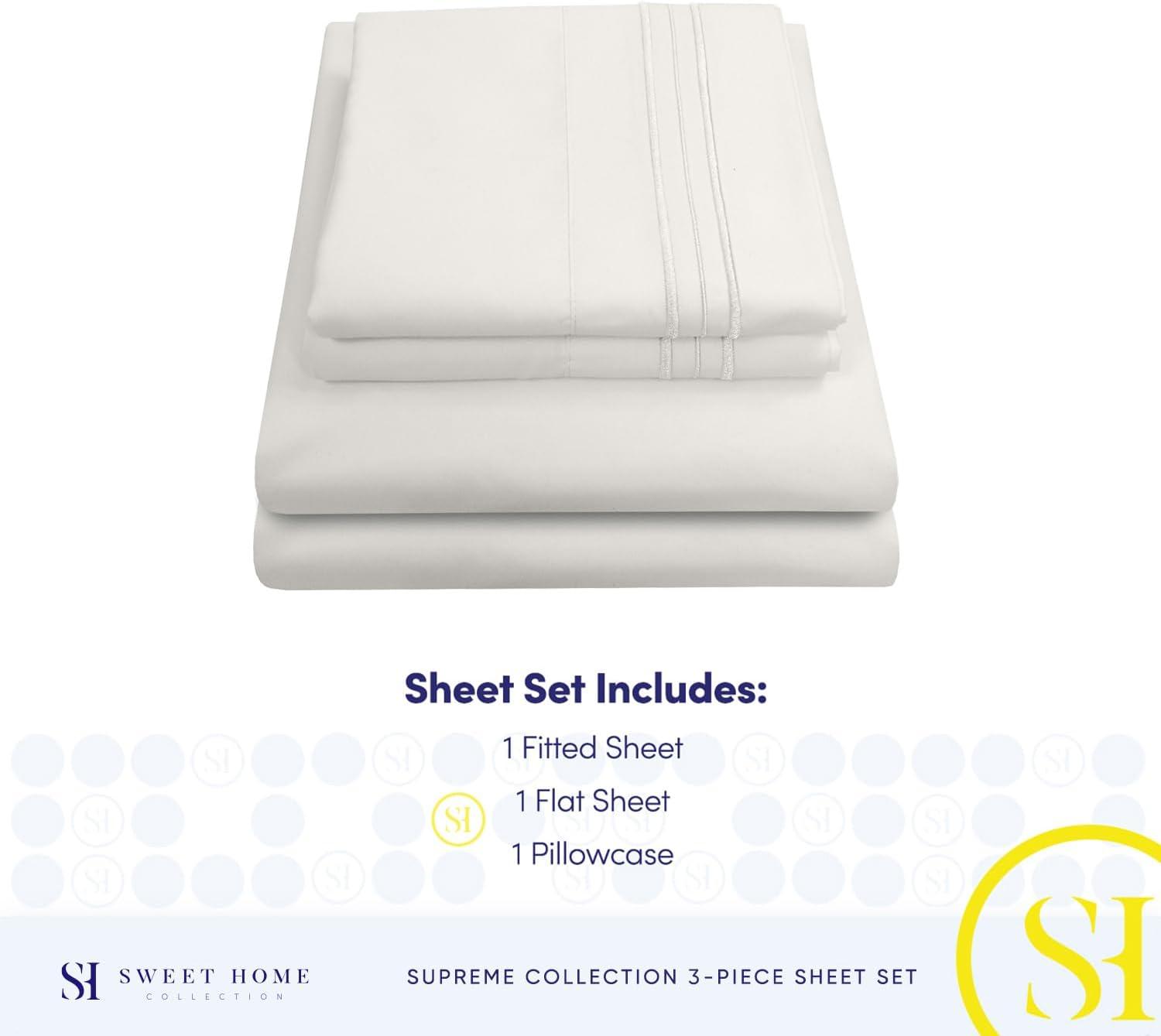 Sweet Home Collection Luxurious Classic Soft Solid 1800 Series Microfiber Sheet Set, Various Colors and Sizes