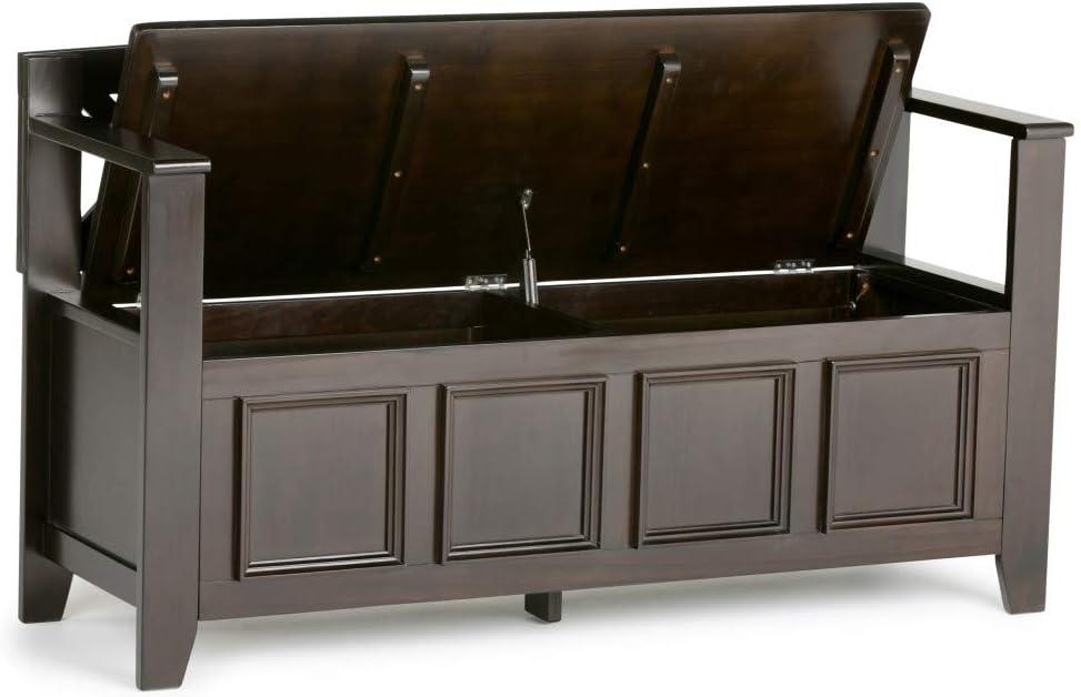 Simpli Home Amherst Solid Wood Entryway Lift-Top Storage Bench in Hickory Brown