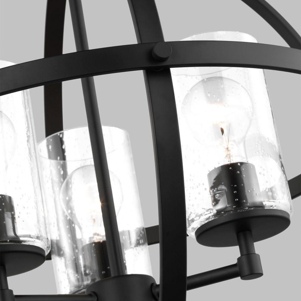 Alturas 3-Light Satin Brass Modern Dining Room Hanging Globe Chandelier with Clear Seeded Glass Shades