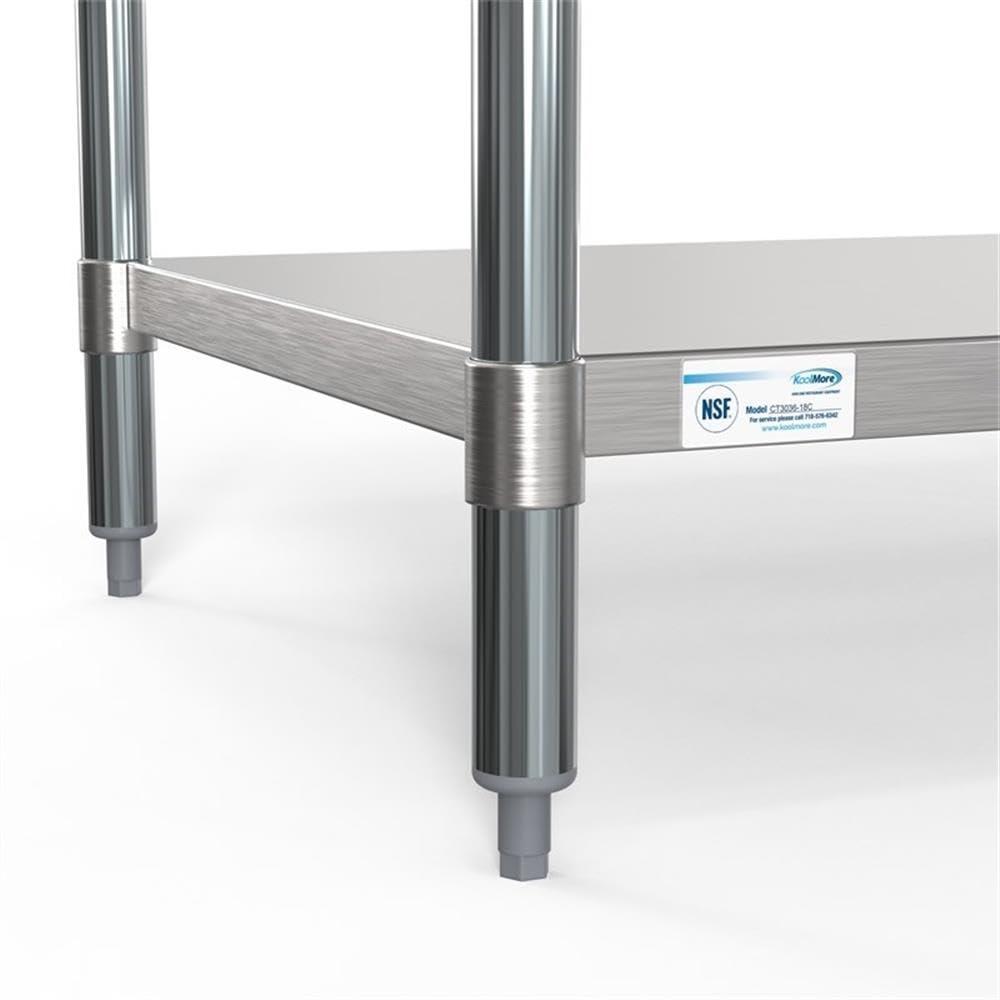 30" x 36" 18-Gauge 304 Stainless Steel Commercial Work Table with Casters, CT3036-18C.
