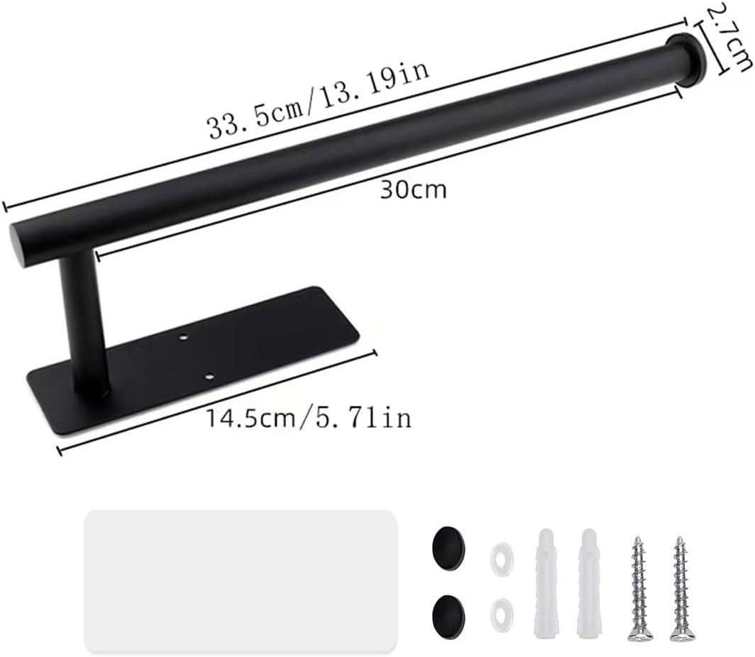 Paper Towel Holder - Under Cabinet Paper Towel Rack for Kitchen、Bathroom,SUS304 Stainless Steel(Matte Black)