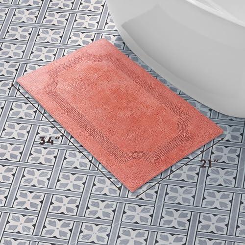 Coral Cotton Reversible Bath Mat 21 x 34 inches