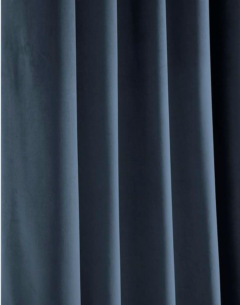 HPD Half Price Drapes London Blue Heritage Plush Velvet Room Darkening Curtains for Bedroom & Living Room Curtains (1 Panel), Window Curtains 108 inches long, Rod Pocket Curtains & Drapes, 50W X 108L