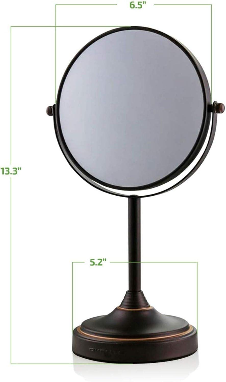 OVENTE 7'' Tabletop Makeup Mirror with 1X/7X Magnification, 360° Swivel Design and Double-Sided Free-Standing Vanity Mirror Perfect for Dresser, Bedroom and Office Desk, Antique Bronze MNLCT70ABZ1X7X