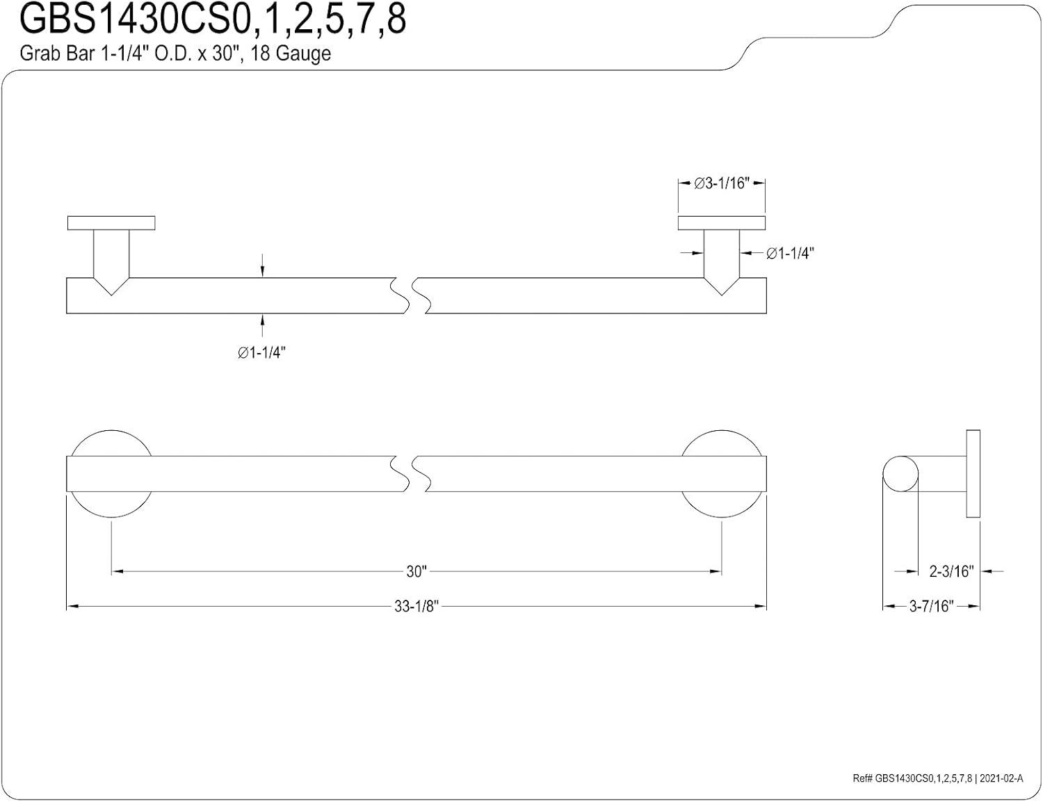 Kingston Brass Kingston Brass Berwyn Grab Bar GBS1430CS5
