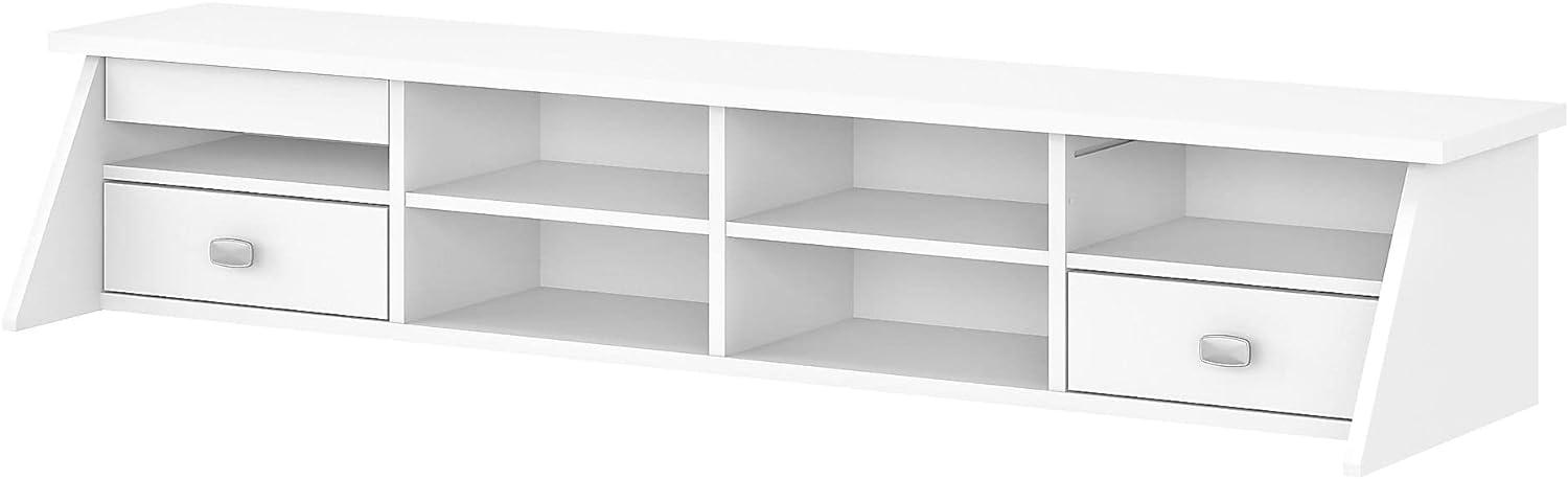 Pure White Wood Desktop Organizer with Drawers