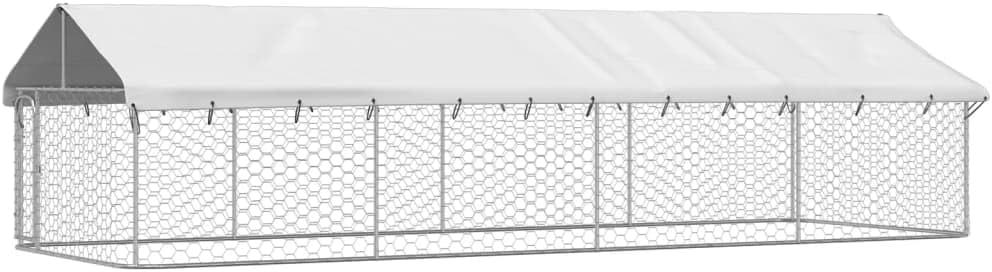 VidaXL 59.1'' H Galvanized Steel Yard Kennel With Door