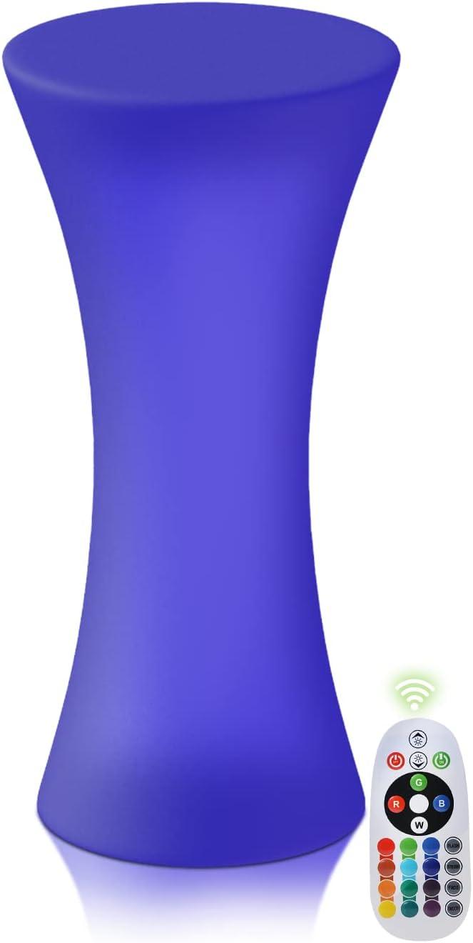 Magshion Mesa de Cóctel LED Brillante de 23 Pulgadas con Control Remoto, Mesa de Pub con Luz Que Cambia de Colores Recargable para Fiesta de Café en el Club Nocturno