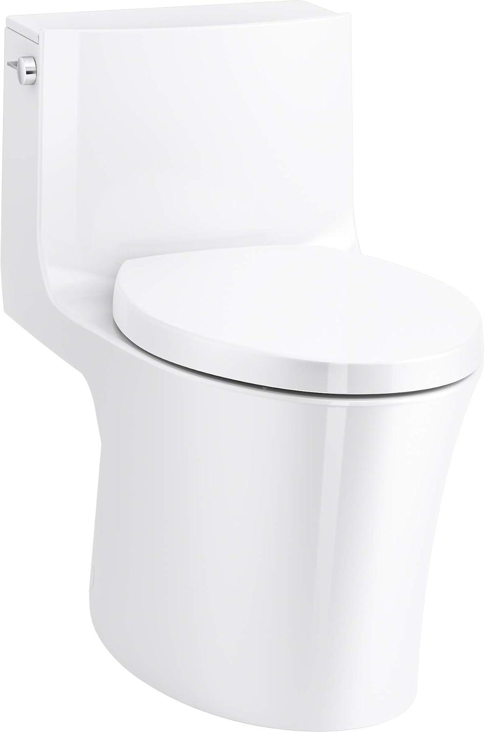 Veil White Polished Elongated Dual-Flush Free Standing Toilet