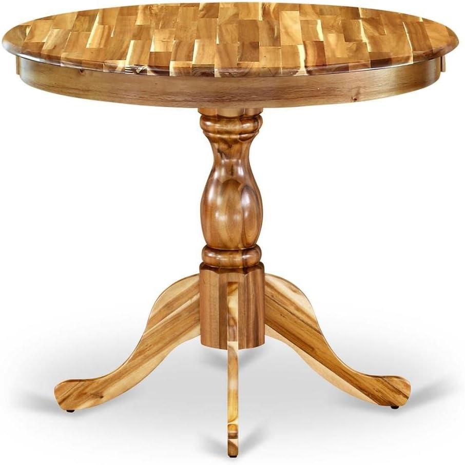 East West Furniture Antique Wood Dining Table with Pedestal Legs in Natural