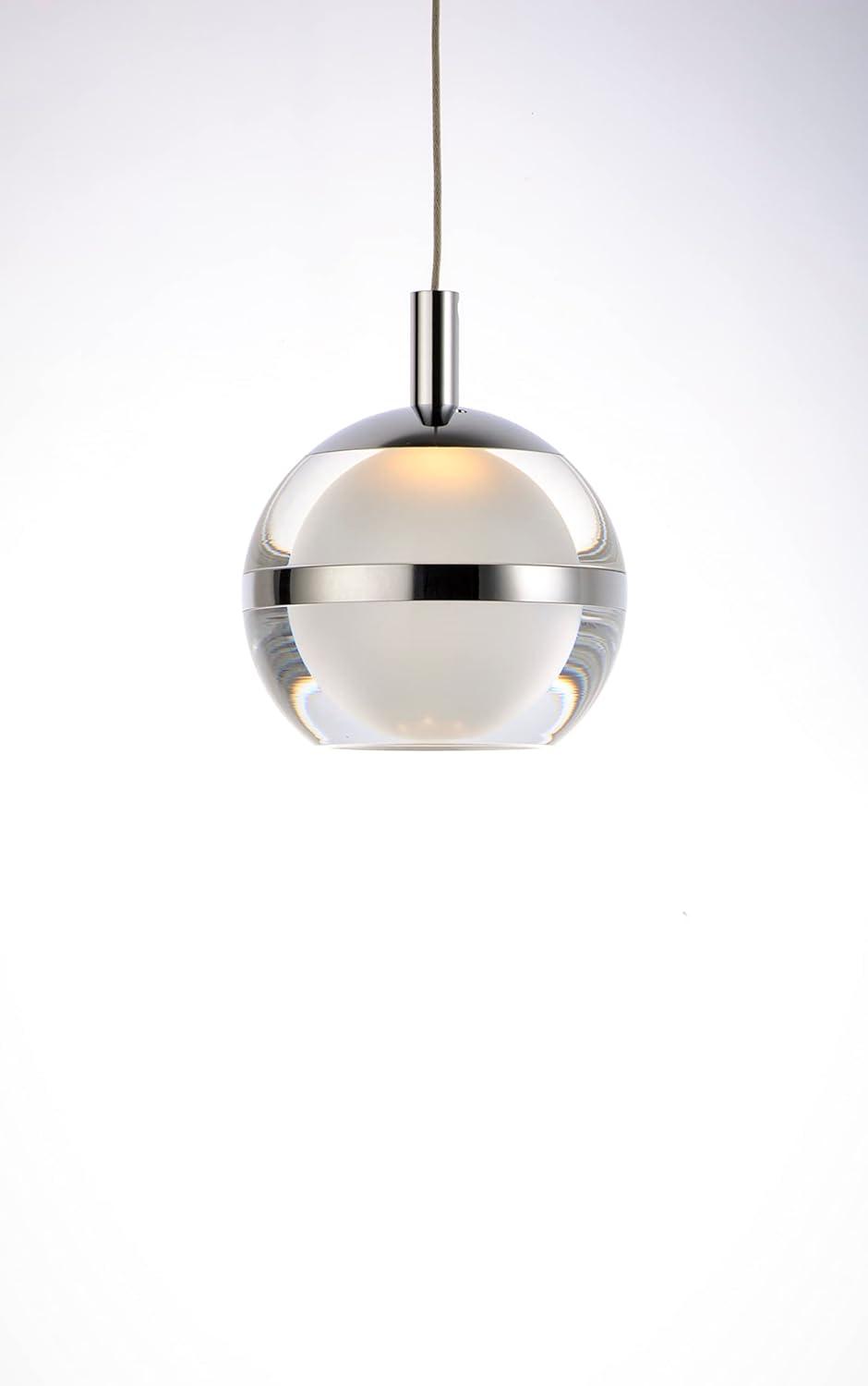 Swank Mini Globe LED Pendant Light in Polished Chrome with Acrylic Shade